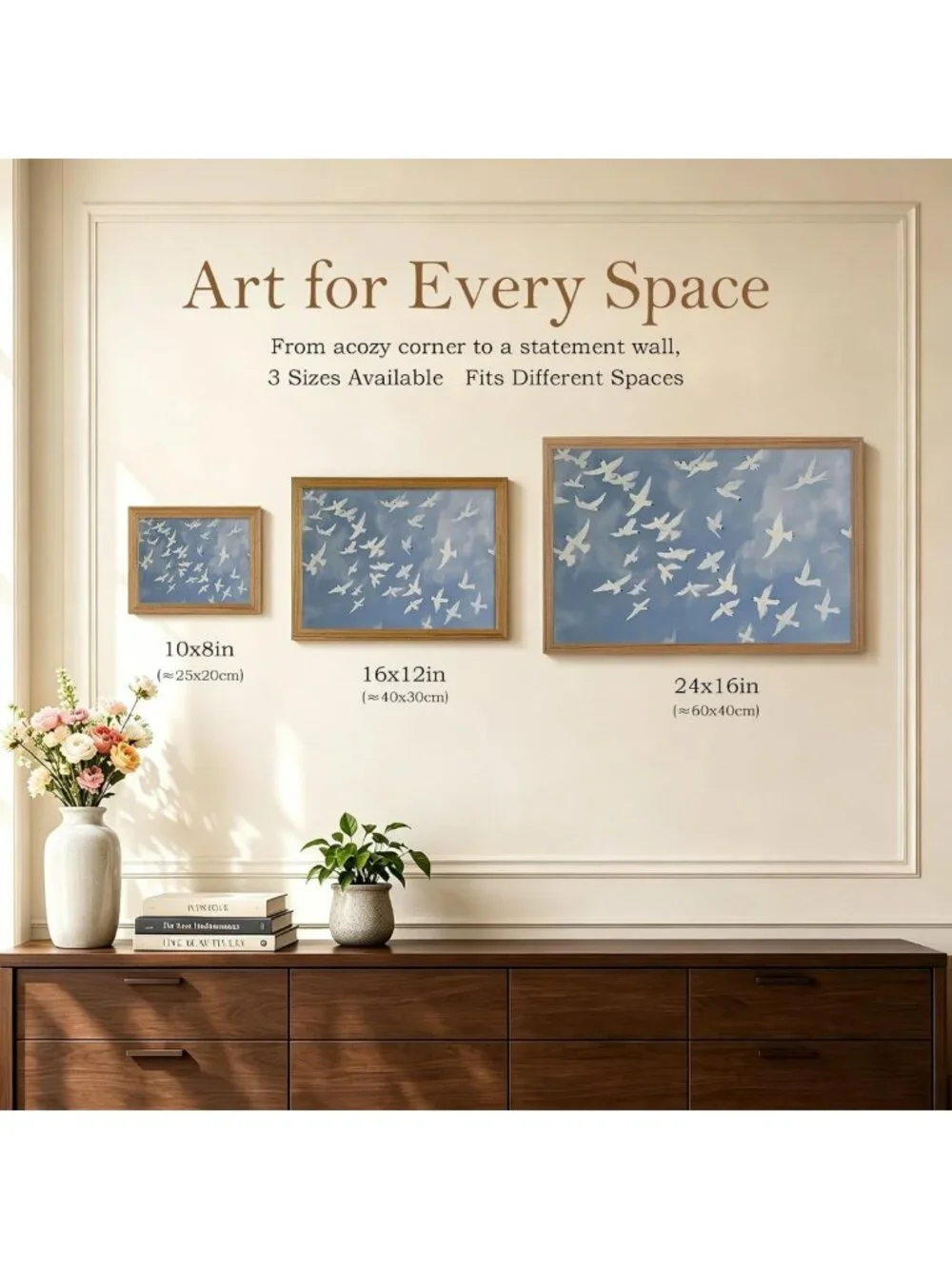 Vintage Blue Flying Bird Wall Art | Abstract Nature Decor for Living Room